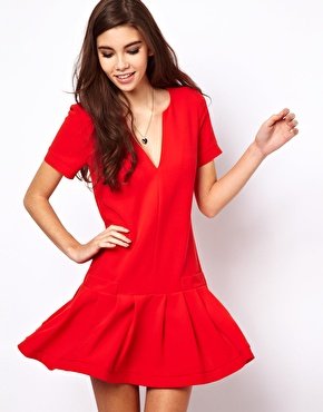 asosreddropwaistdress